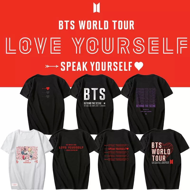 BTS WORLD TOUR L.Y SPEAK YOURSELF T-SHIRTS 100% COTTON – PLANET STORE BTS WORLD TOUR L.Y SPEAK YOURSELF T-SHIRTS 100% COTTON – PLANET STORE