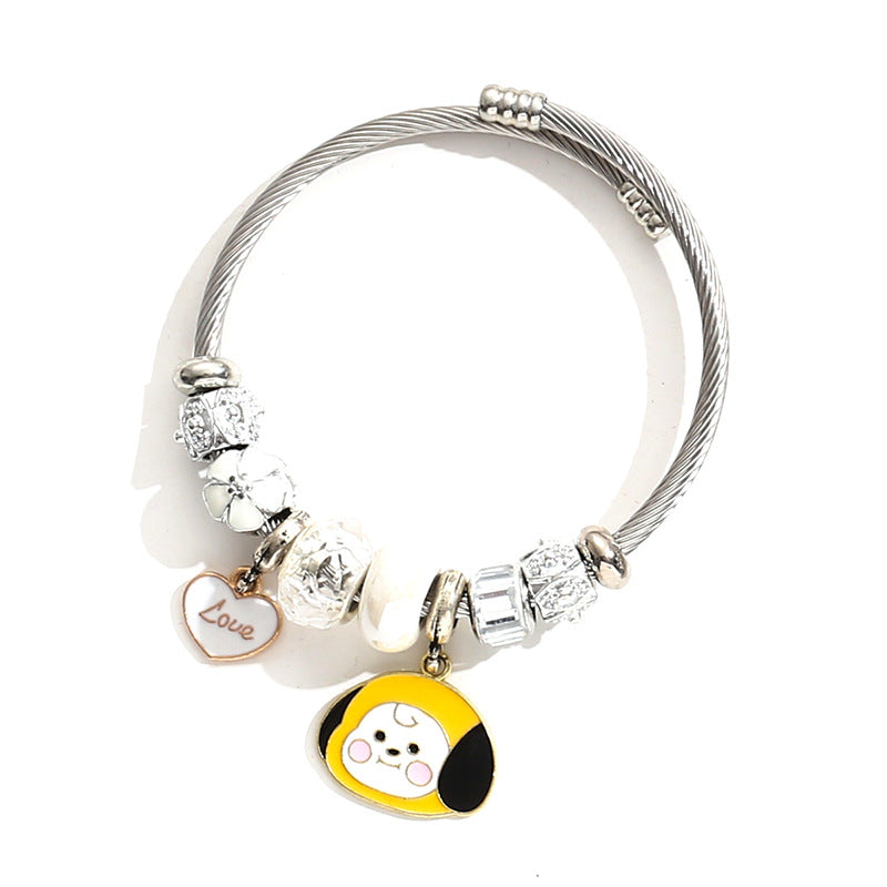 STAINLESS STEEL BT21/BTS CHARM BRACELET (all characters)