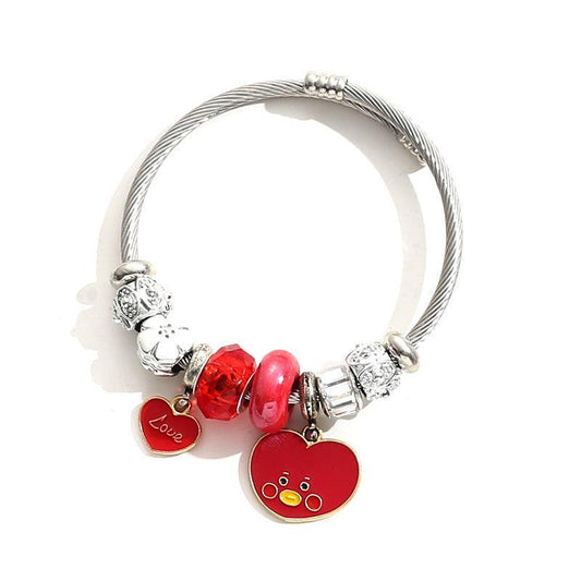 PULSERA DE ACERO INOXIDABLE CON CHARM BT21/BTS (todos los personajes)