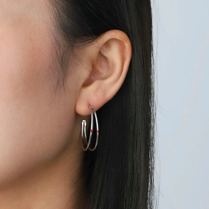 JIMIN RED CARVING EARRINGS