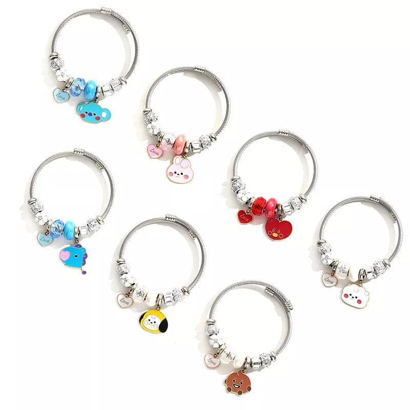 STAINLESS STEEL BT21/BTS CHARM BRACELET (all characters)