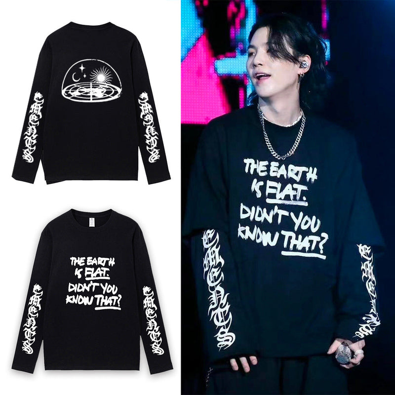 SUGA/BTS "The Earth is Flat" LONG SLEEVE SHIRTS 100% COTTON