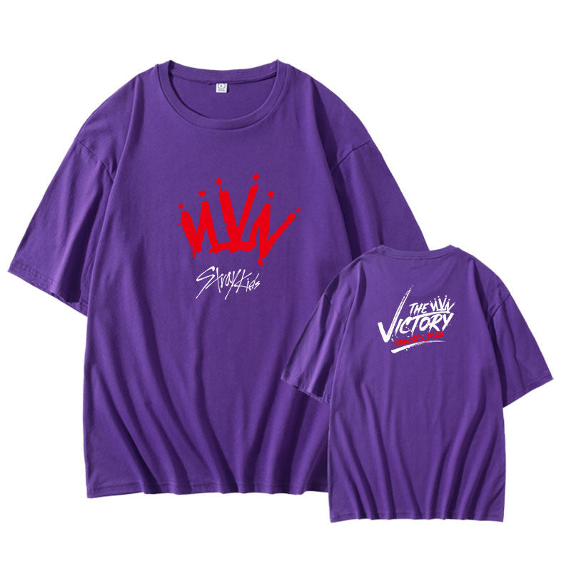 STRAY KIDS T-SHIRT 100% COTTON (black, white and purple)