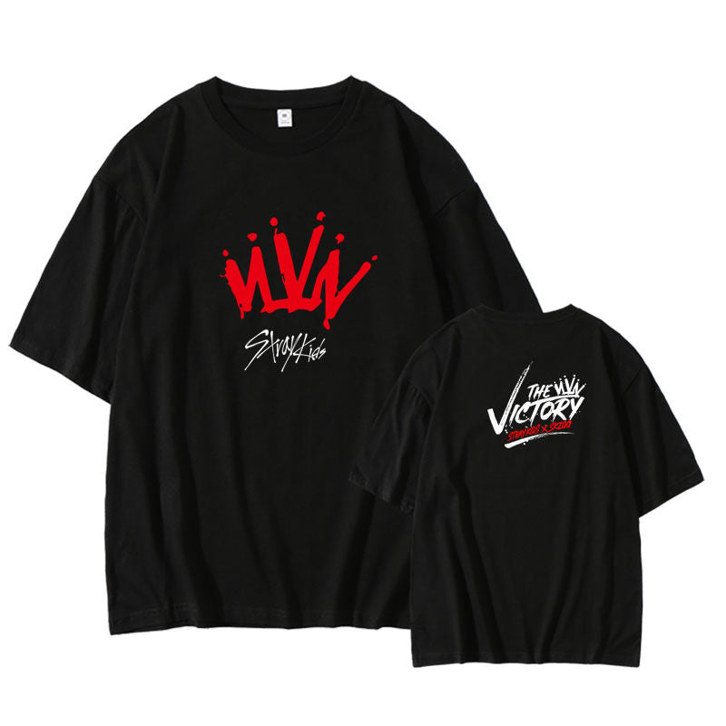 STRAY KIDS T-SHIRT 100% COTTON (black, white and purple)