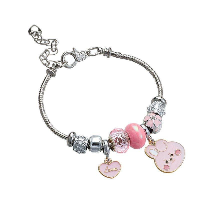 PULSERA DE ACERO INOXIDABLE CON CHARM BT21/BTS (todos los personajes)