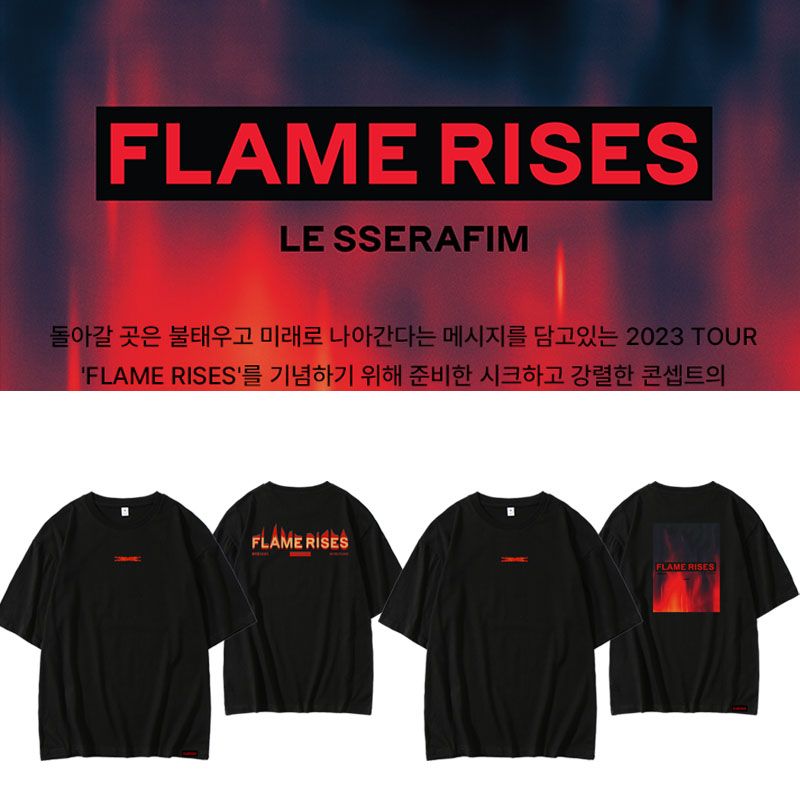 LE SSERAFIM CAMISETA FLAME RISES 100% ALGODÓN