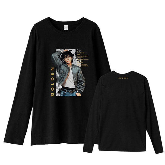 MERCH JUNGKOOK CAMISA DORADA 100% ALGODÓN (negra/blanca)