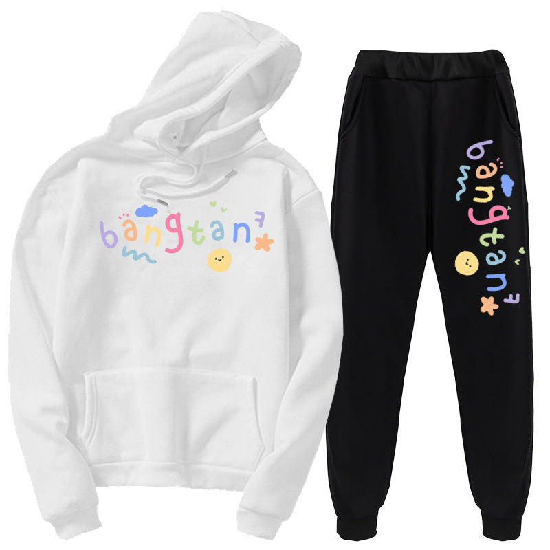 SET DE PANTALÓN Y SUDADERA BTS / BANGTAN (Blanco y negro)