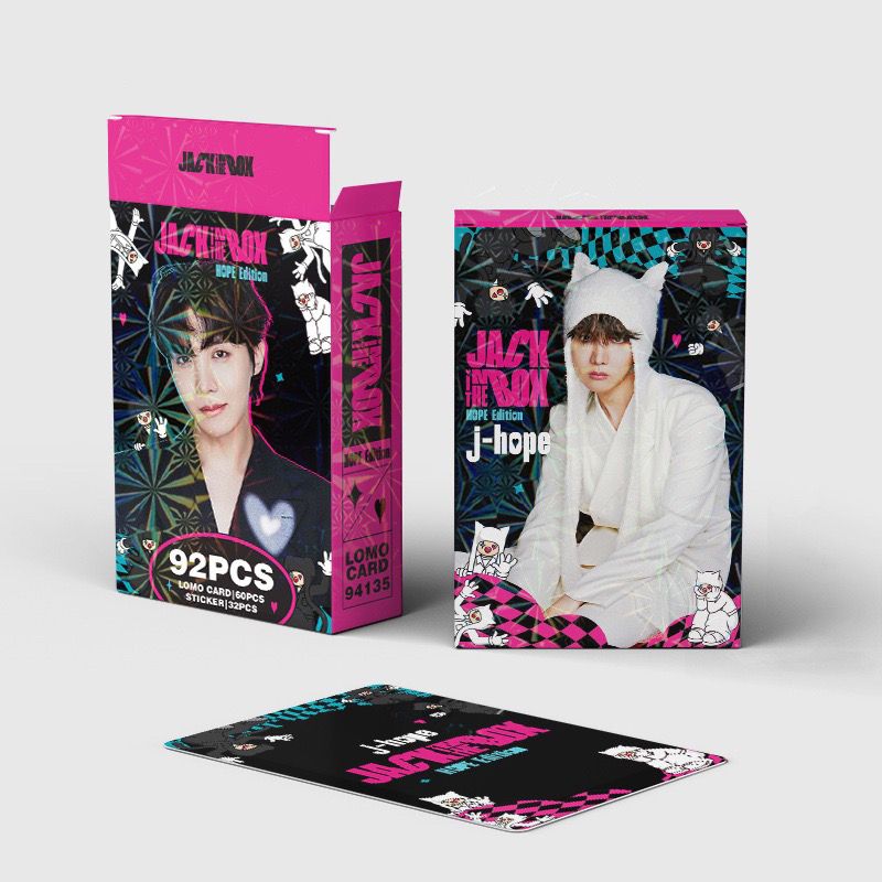 KIT 92 PÇS (60 FOTOCARDS + 32 ADESIVOS) JHOPE JACK IN THE BOX