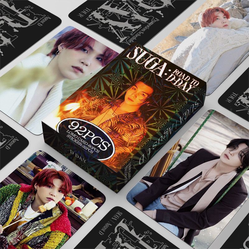 KIT 92 PÇS (60 FOTOCARDS + 32 ADESIVOS) SUGA: ROAD TO D'DAY