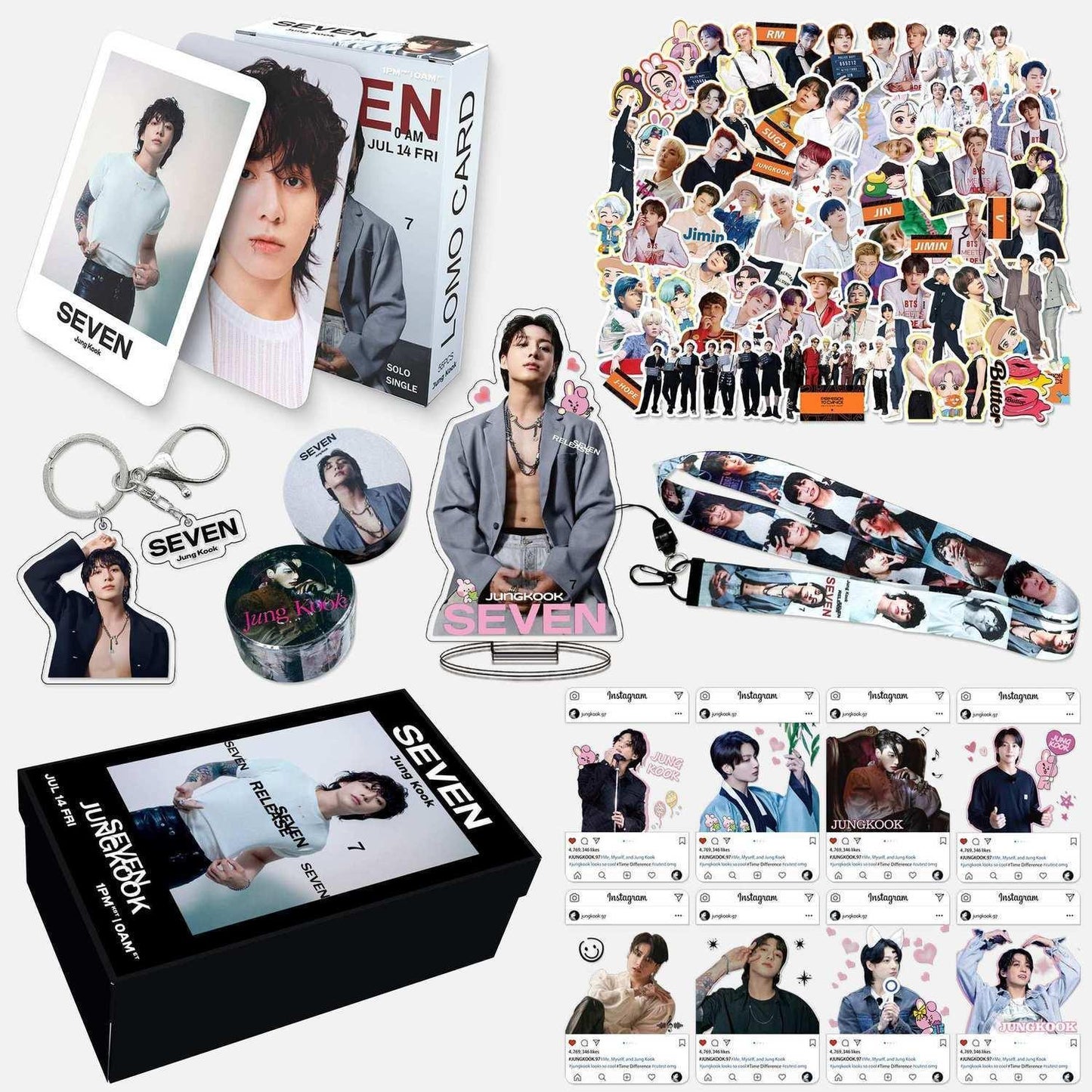 KIT JUNGKOOK SEVEN CON 159 PIEZAS (CAJA DE REGALO CON/VARIOS ARTÍCULOS!✨)