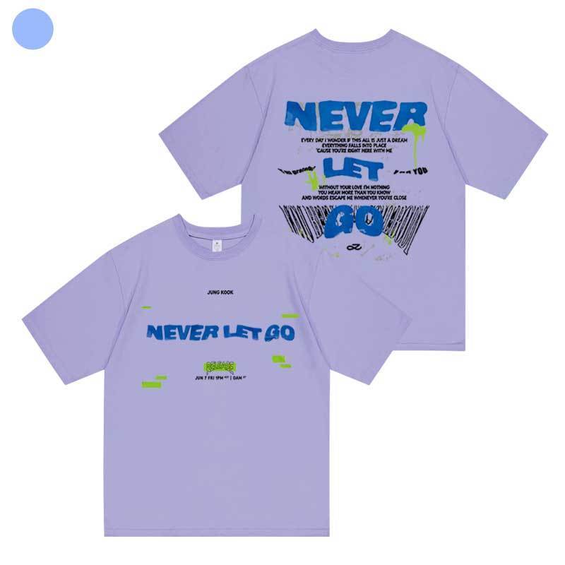 CAMISETA "NEVER LET GO" JK BTS FESTA 2024 100% ALGODÃO (várias cores)