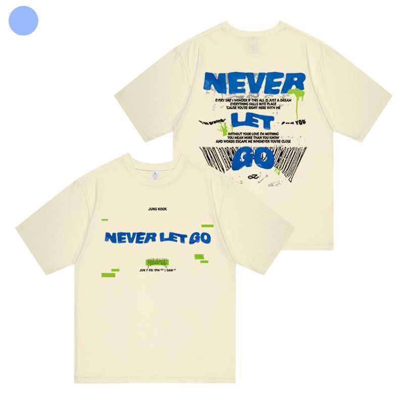 CAMISETA "NEVER LET GO" JK BTS FESTA 2024 100% ALGODÃO (várias cores)