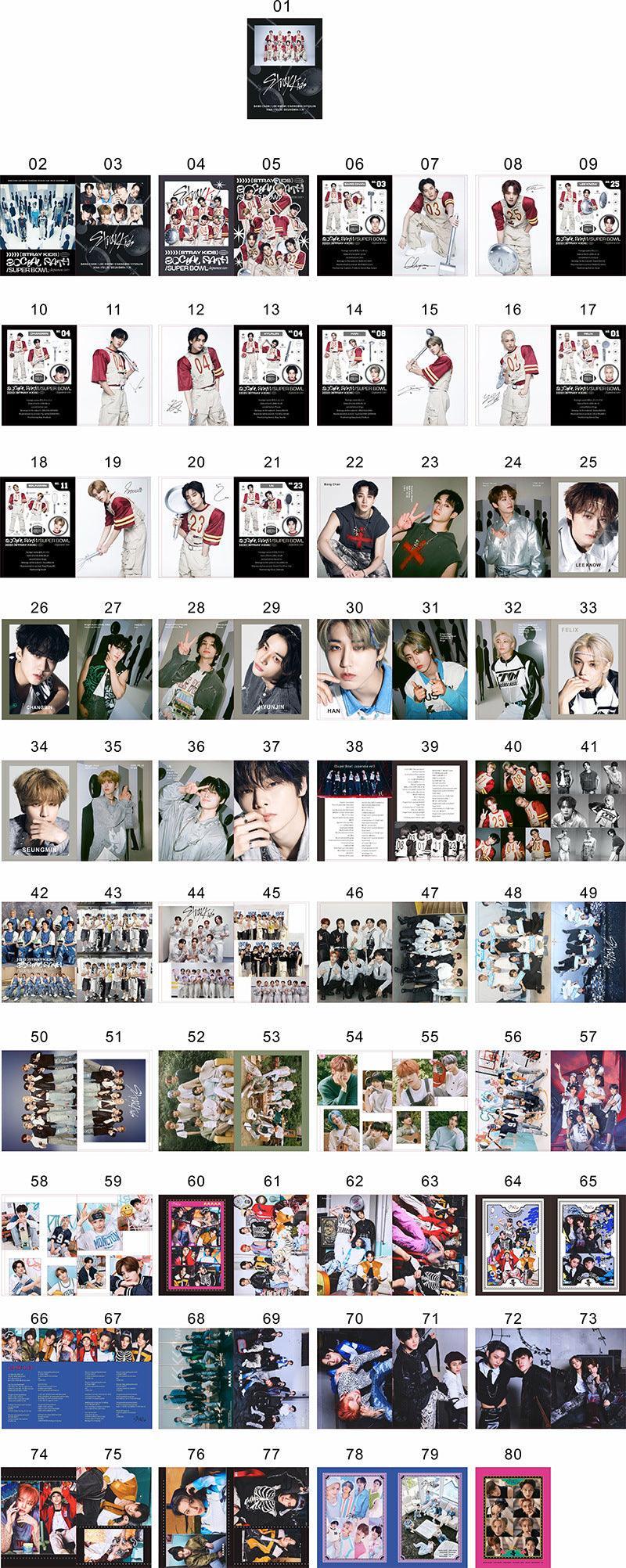 KITS VARIOS - STRAY KIDS 80 UDS (LIBRO DE FOTOS + OTROS ARTÍCULOS VARIOS)