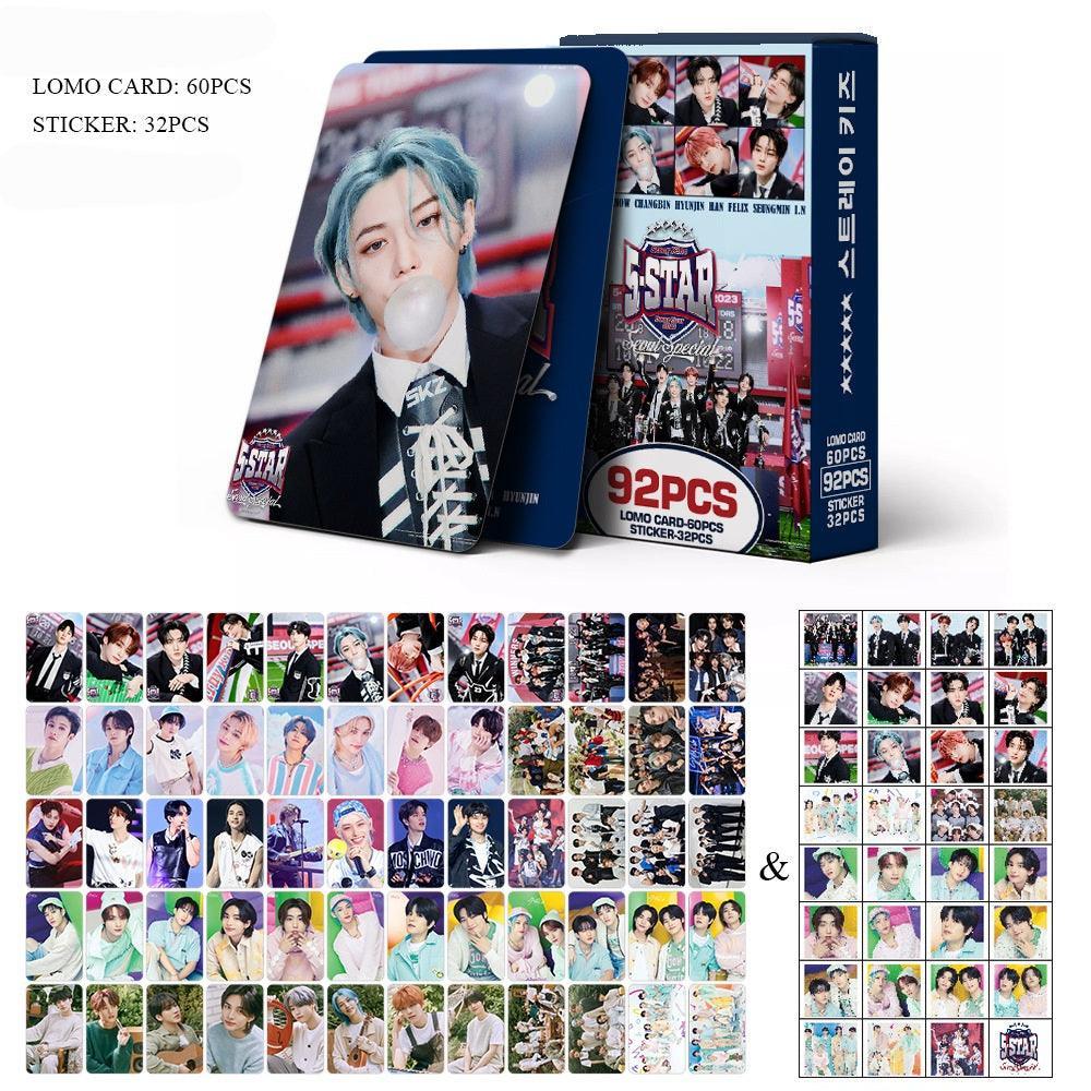 STRAY KIDS VARIOS KITS 92 UDS (60 TARJETAS FOTOGRÁFICAS + 32 PEGATINAS)