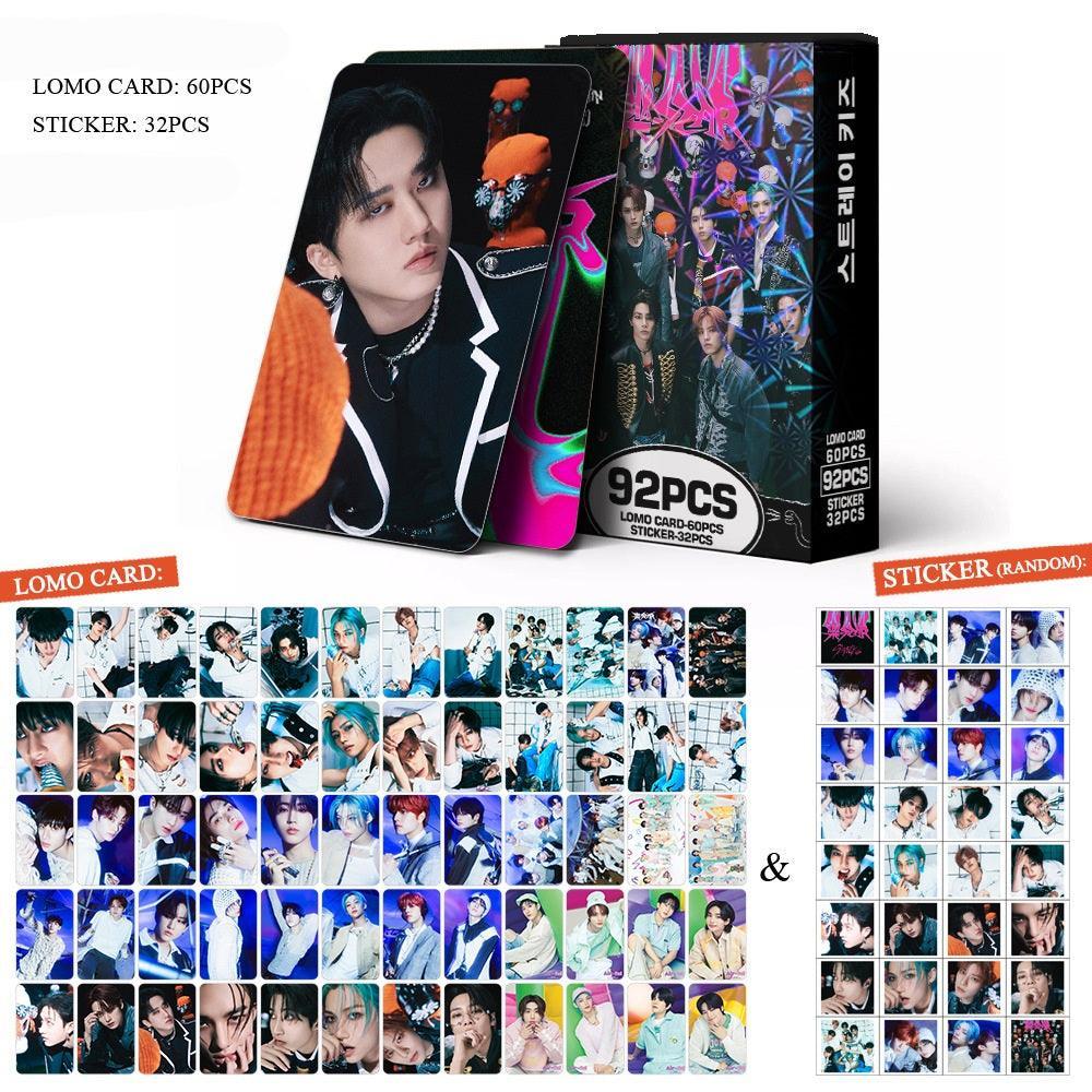 STRAY KIDS VARIOS KITS 92 UDS (60 TARJETAS FOTOGRÁFICAS + 32 PEGATINAS)