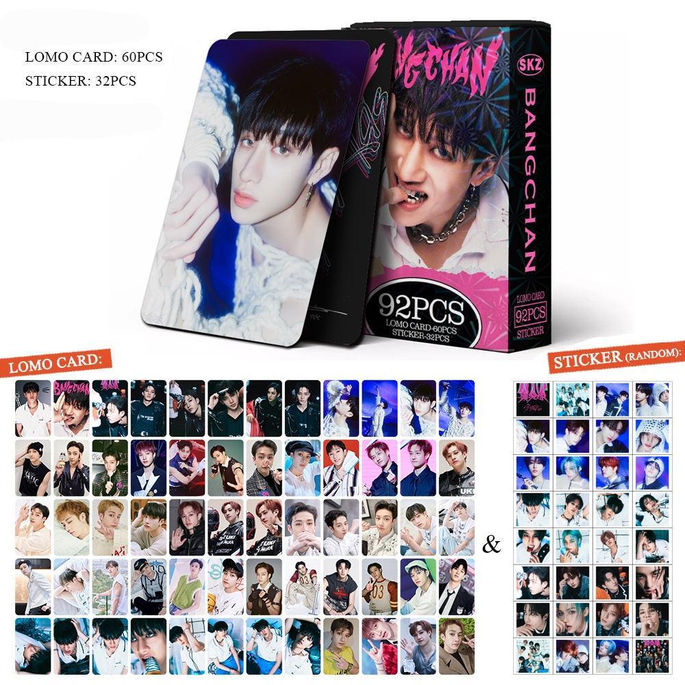 STRAY KIDS VARIOS KITS 92 UDS (60 TARJETAS FOTOGRÁFICAS + 32 PEGATINAS)