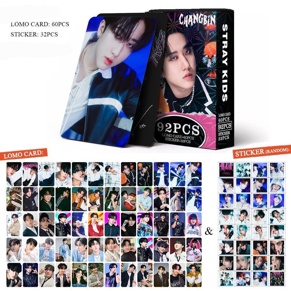 STRAY KIDS VARIOS KITS 92 UDS (60 TARJETAS FOTOGRÁFICAS + 32 PEGATINAS)