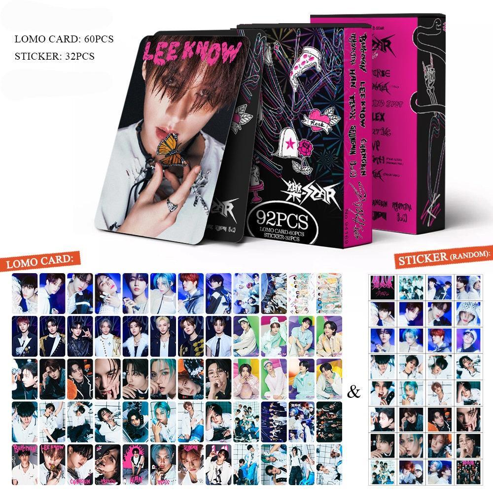 STRAY KIDS VARIOS KITS 92 UDS (60 TARJETAS FOTOGRÁFICAS + 32 PEGATINAS)