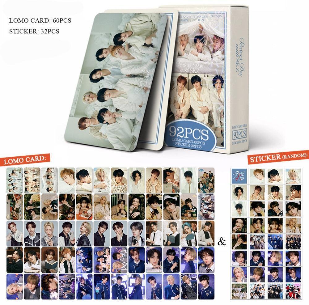 STRAY KIDS VARIOS KITS 92 UDS (60 TARJETAS FOTOGRÁFICAS + 32 PEGATINAS)