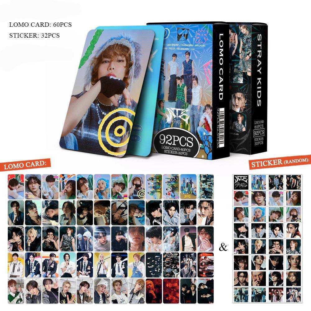 STRAY KIDS VARIOS KITS 92 UDS (60 TARJETAS FOTOGRÁFICAS + 32 PEGATINAS)