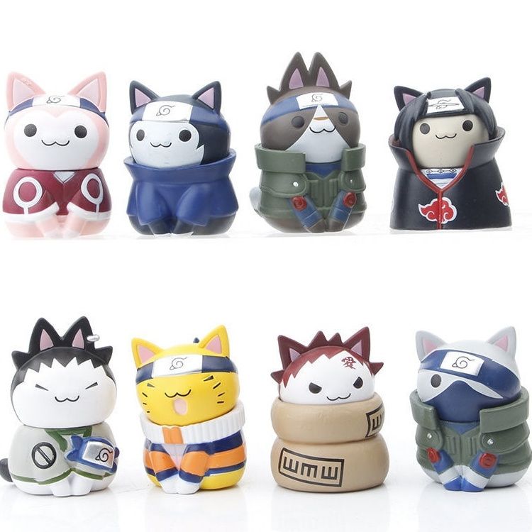 KIT ACTION FIGURES NARUTO CATS 8 PÇS