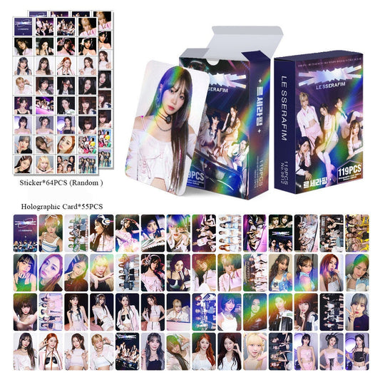 KITS DIVERSOS GRUPOS - 119 PÇS (55 PHOTOCARDS HOLOGRÁFICOS + 64 ADESIVOS)