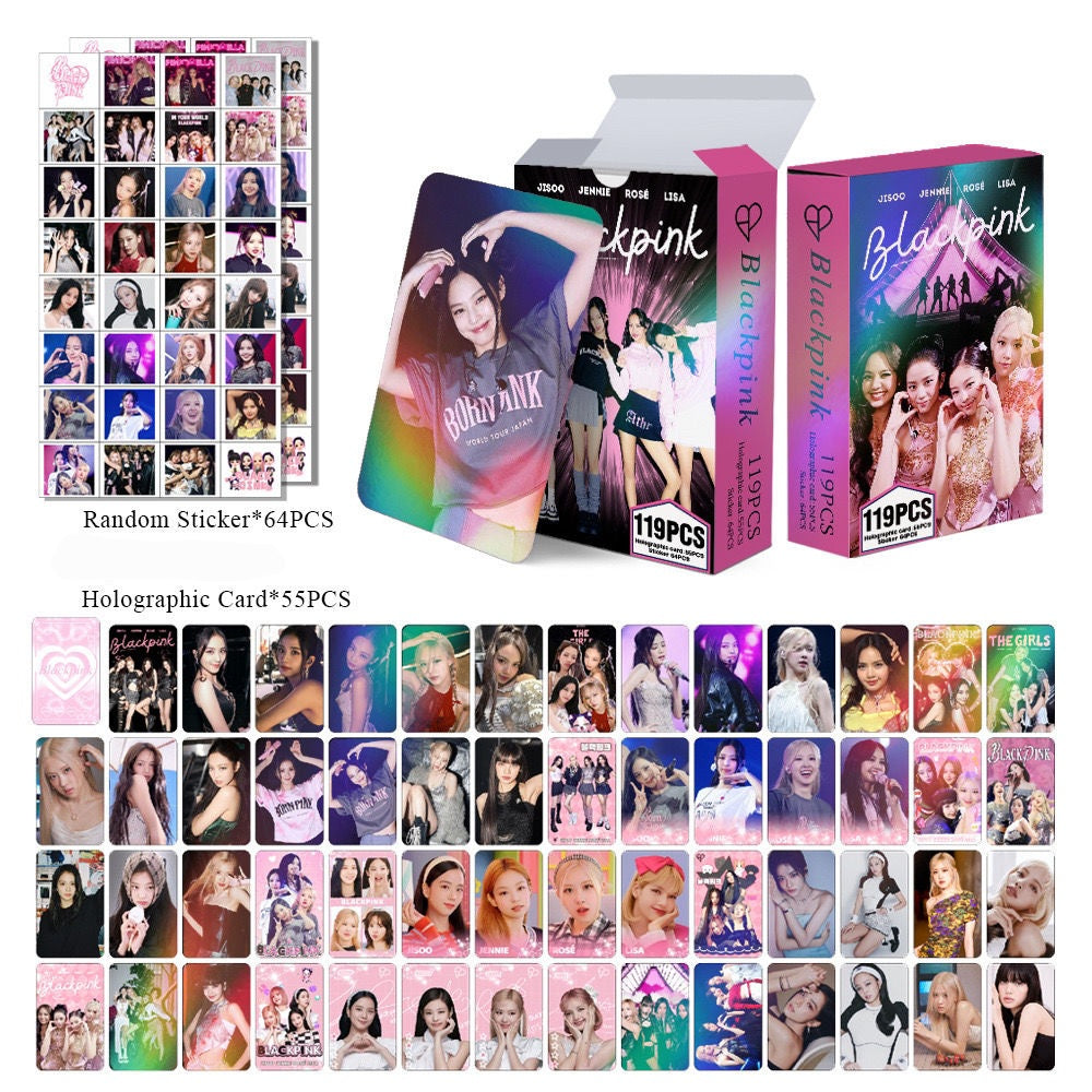 KIT BLACKPINK 119 PÇS (55 PHOTOCARDS HOLOGRÁFICOS + 64 ADESIVOS)