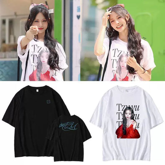 TZUYU (TWICE) 100% COTTON SHIRT (white and black)