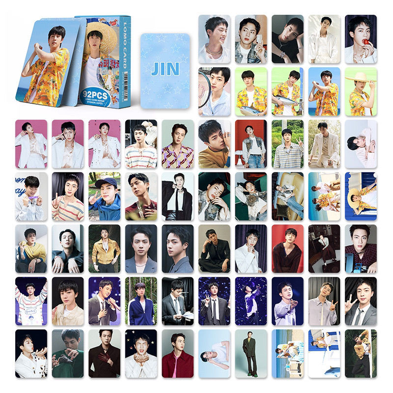 KITS 92 PÇS (60 PHOTOCARDS + 32 ADESIVOS) JIN SUPER TUNA + FOTOS VARIADAS