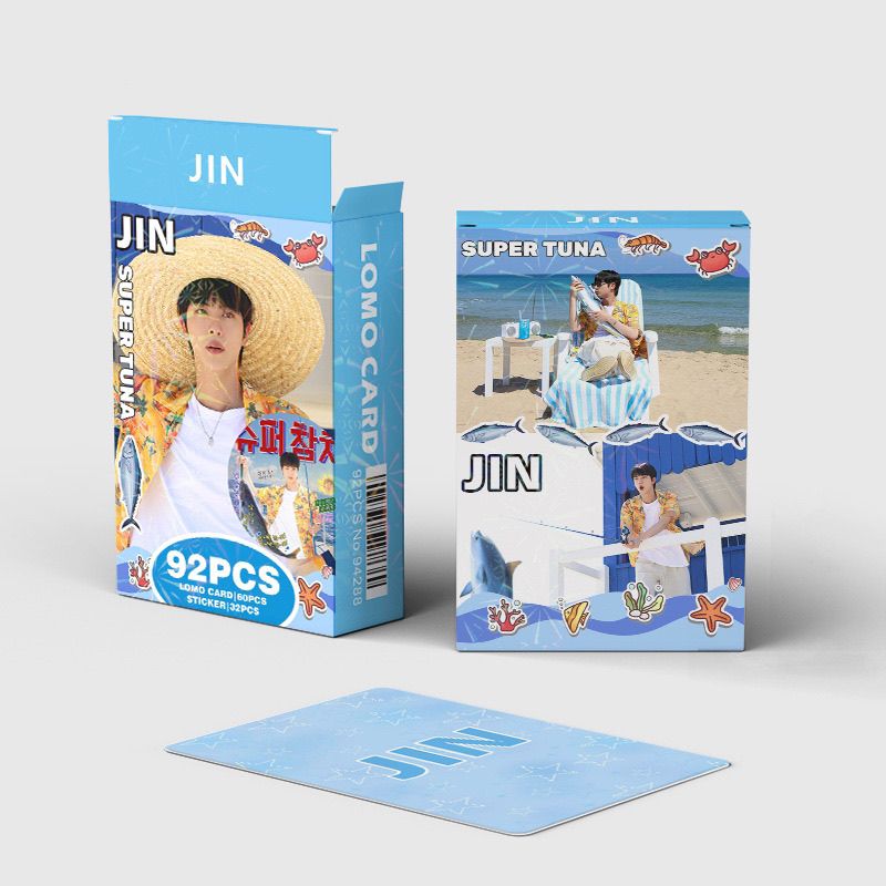 KITS 92 PÇS (60 PHOTOCARDS + 32 ADESIVOS) JIN SUPER TUNA + FOTOS VARIADAS