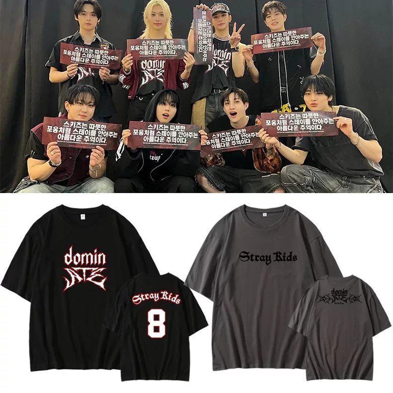 STRAY KIDS DOMIN ATE TOUR 2024 T-SHIRTS 100% COTTON