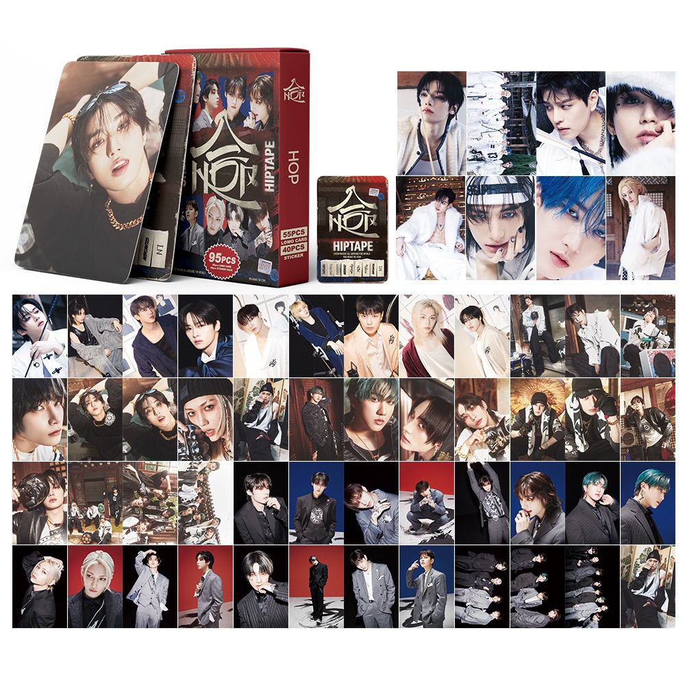 KIT DE SALÓN DE STRAY KIDS DE 95 PIEZAS (55 TARJETAS FOTOGRÁFICAS + 40 PEGATINAS)