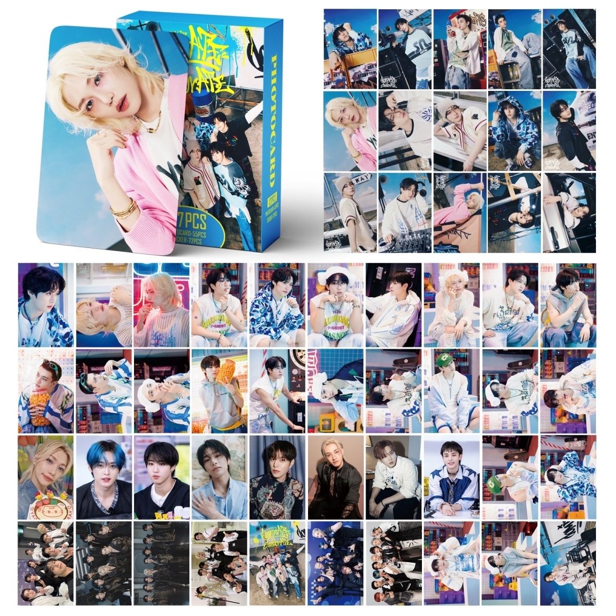 STRAY KIDS MERCH PHOTOCARDS 127 PCS DominATE CelebraATE (55 TARJETAS + 72 PEGATINAS)