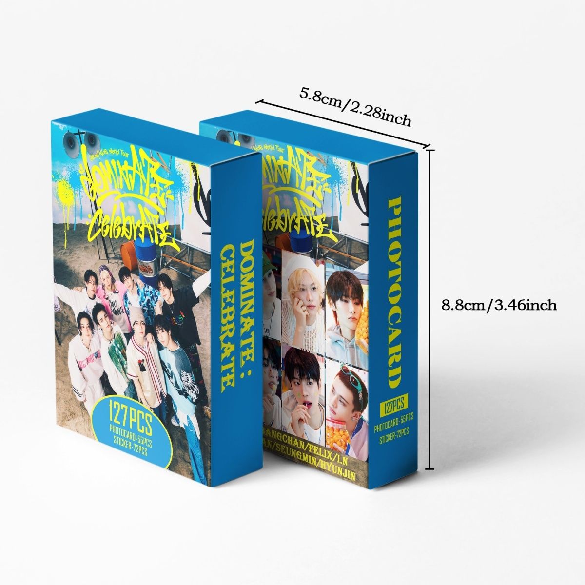 STRAY KIDS MERCH PHOTOCARDS 127 PCS DominATE CelebraATE (55 TARJETAS + 72 PEGATINAS)