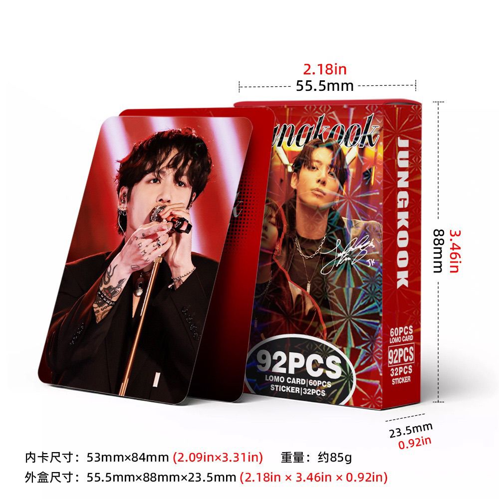 JUNGKOOK PHOTOCARDS 92 STÜCK (60 PHOTOCARDS + 32 STICKER)