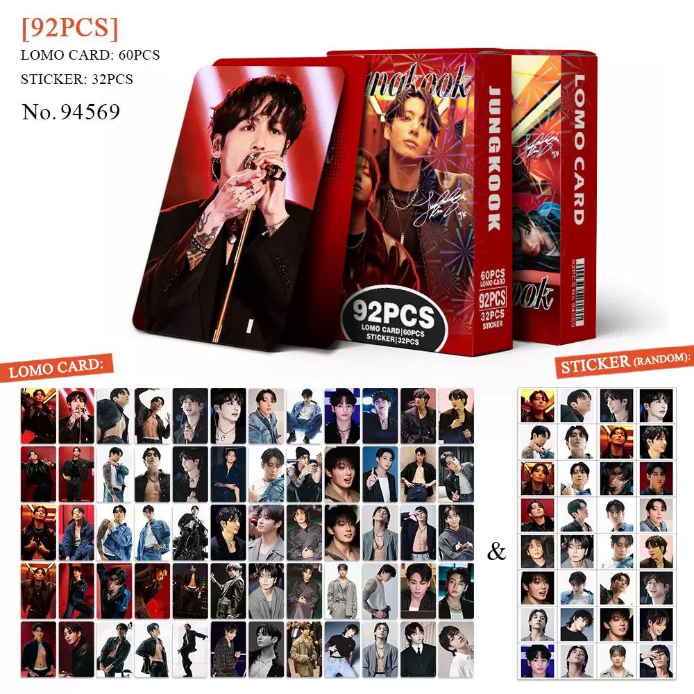 JUNGKOOK PHOTOCARDS 92 STÜCK (60 PHOTOCARDS + 32 STICKER)