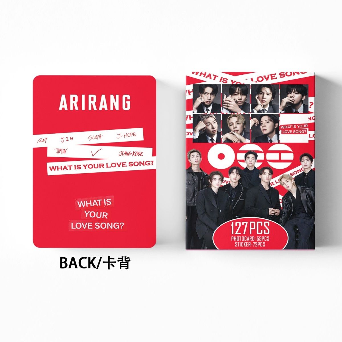 FOTOKARTEN BTS ARIRANG 127 STÜCK (55 Karten + 72 Sticker)