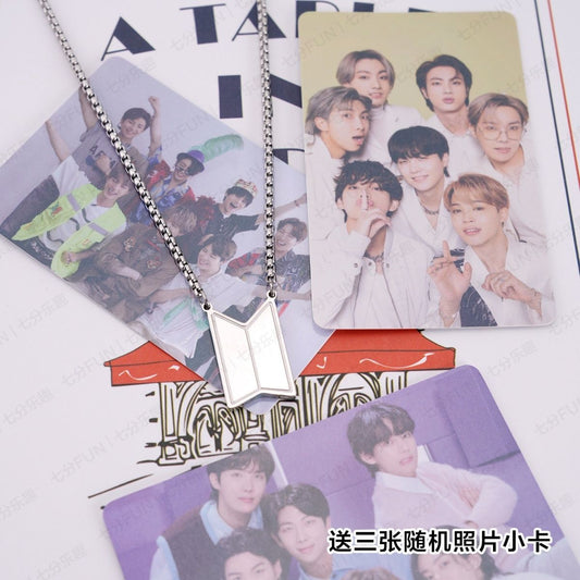 BTS NECKLACE TITANIUM STEEL + 3 assorted photocards