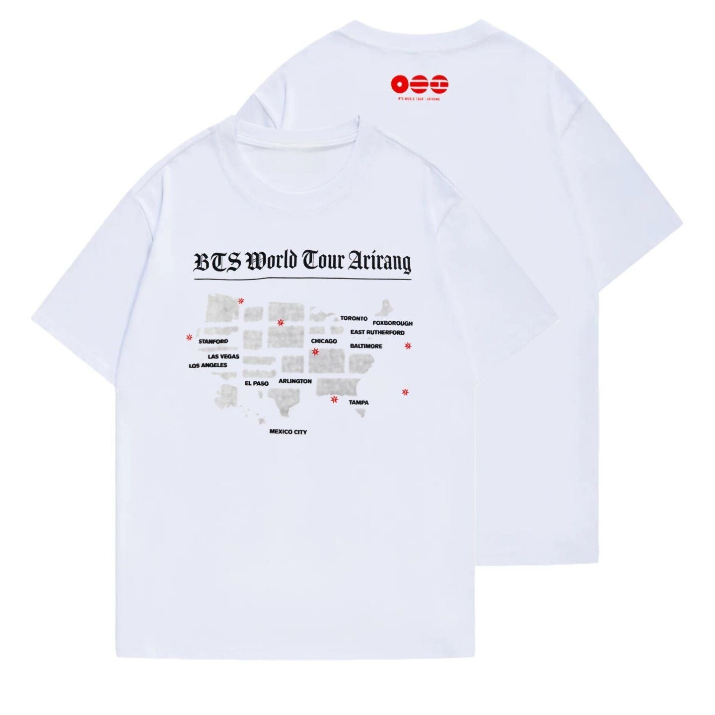 BTS WORLD TOUR ARIRANG Tシャツ　ホワイト BTS WORLD TOUR ARIRANG T-SHIRT 100% COTTON – PLANET STORE