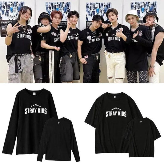 CAMISETA Y CAMISA DE MANGA LARGA STRAY KIDS 100% ALGODÓN