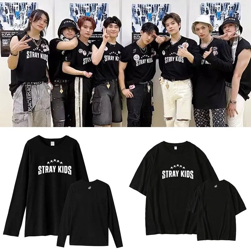 STRAY KIDS LONG SLEEVE T-SHIRT AND SHIRT 100% COTTON