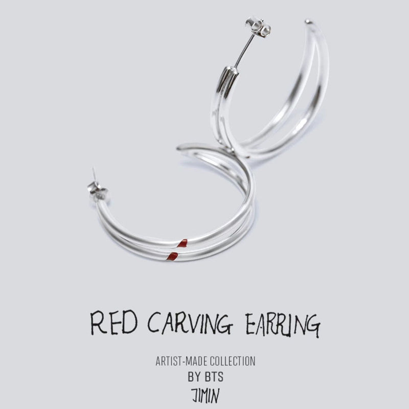 JIMIN RED CARVING EARRINGS