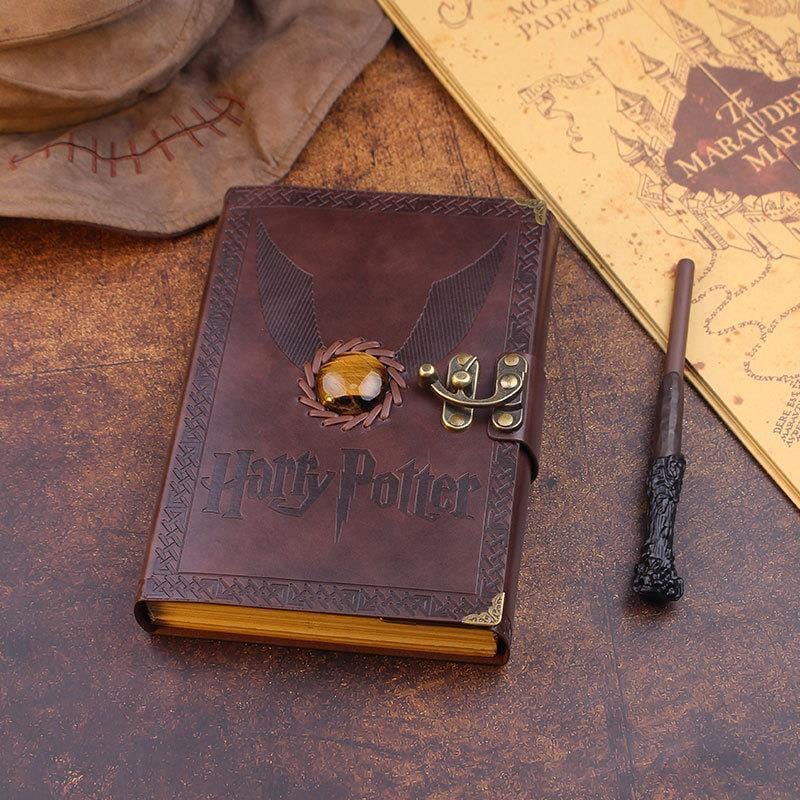 LIBRO RETRO/VINTAGE PARA ESCRIBIR + PLUMA HARRY POTTER