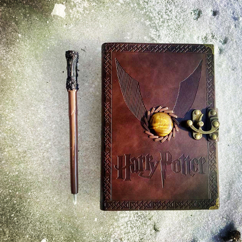 LIBRO RETRO/VINTAGE PARA ESCRIBIR + PLUMA HARRY POTTER