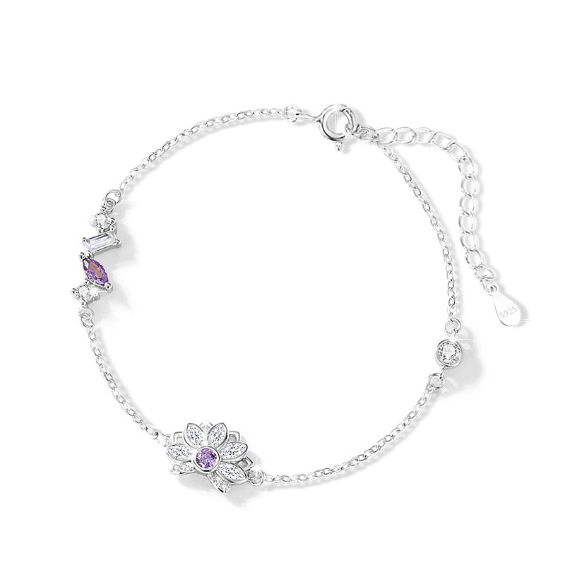 925 STERLING SILBER LOTUSBLUME ANHÄNGER-ARMBAND