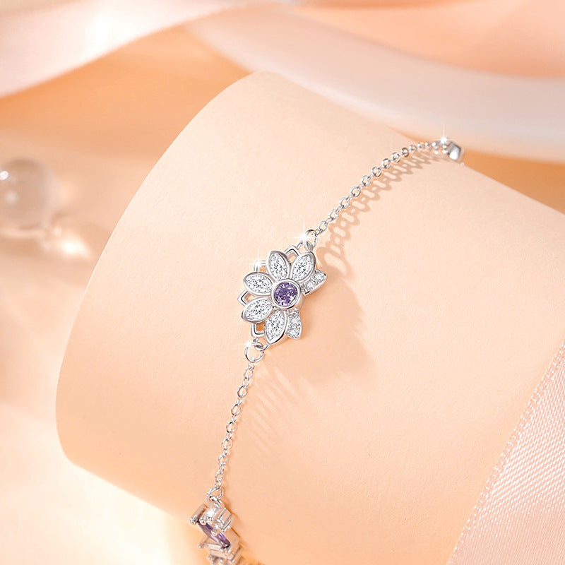 925 STERLING SILBER LOTUSBLUME ANHÄNGER-ARMBAND