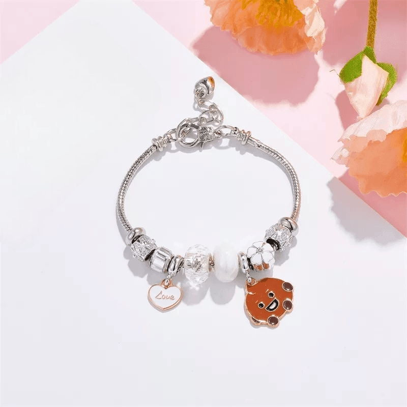 PULSERA DE ACERO INOXIDABLE CON CHARM BT21/BTS (todos los personajes)