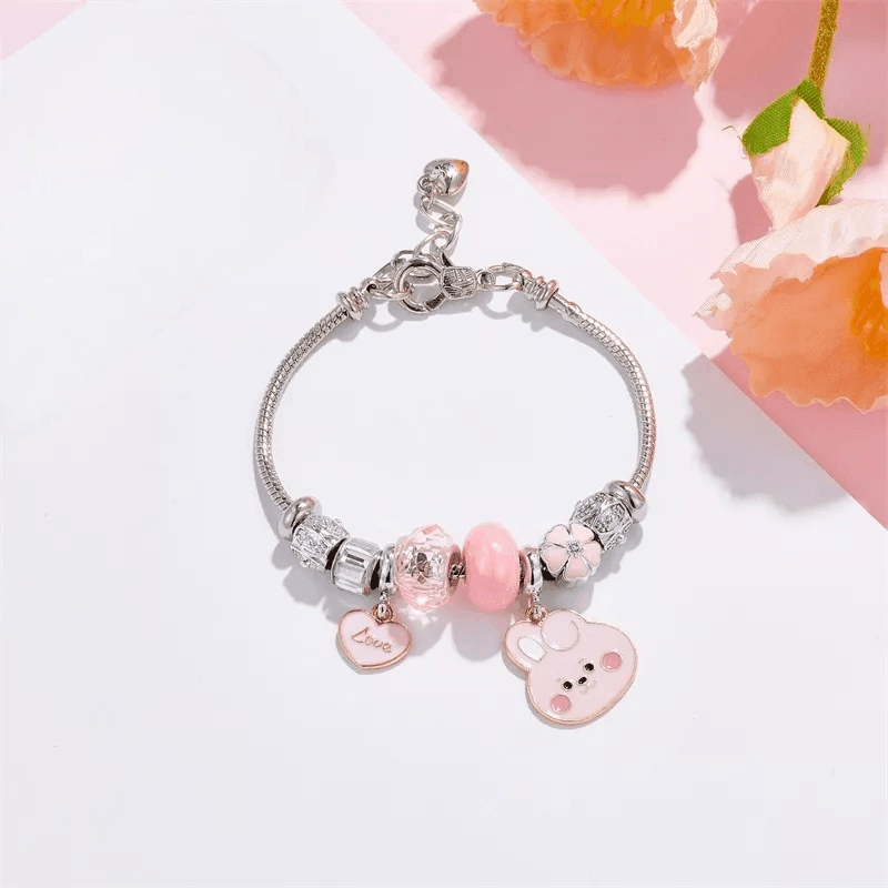 PULSERA DE ACERO INOXIDABLE CON CHARM BT21/BTS (todos los personajes)