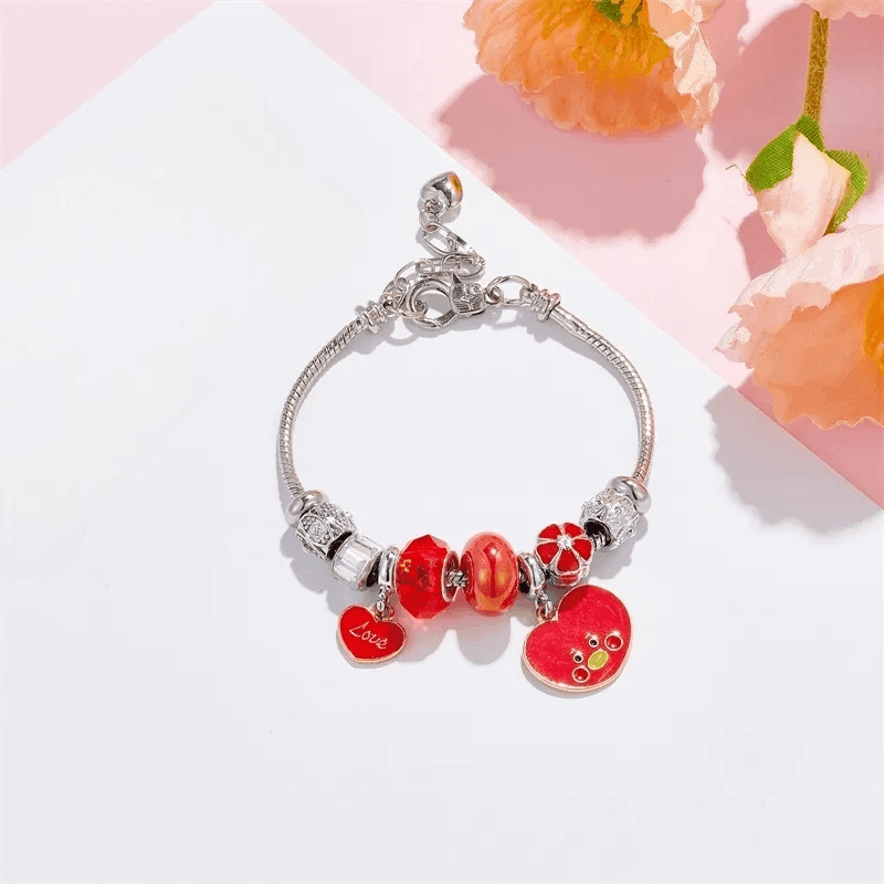 PULSERA DE ACERO INOXIDABLE CON CHARM BT21/BTS (todos los personajes)